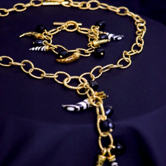 JUST CAVALLI Bracelet and Necklace Set Gold/Steel